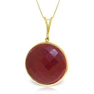 NECKLACE WITH CHECKERBOARD CUT DYED ROUND RUBY